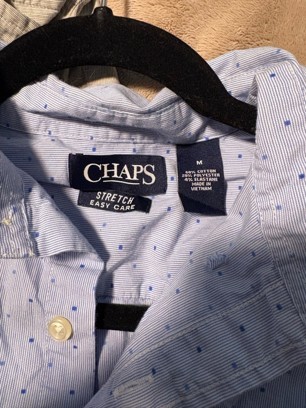 Chaps Light Blue Pinstripe Button-Down Shirt with Blue Dot Pattern